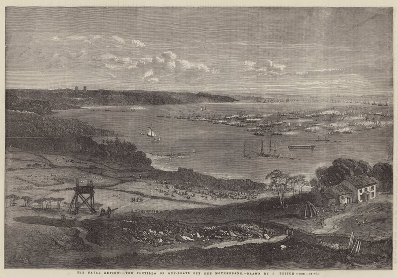The Naval Review, Flotilla of Gun-Boats utenfor Motherbank av Richard Principal Leitch