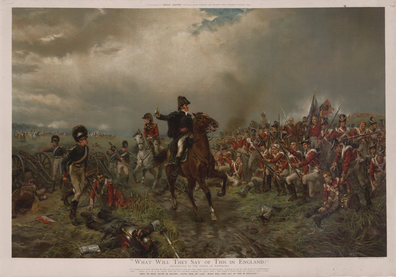 Hva vil de si om dette i England? Wellington til troppene ved Waterloo av Robert Alexander Hillingford