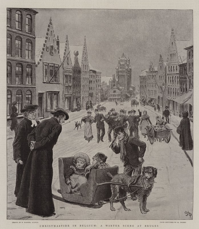 Juletid i Belgia, en vinterscene i Brugge av Robert Barnes