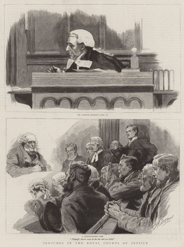 Skisser i Royal Courts of Justice av Robert Barnes