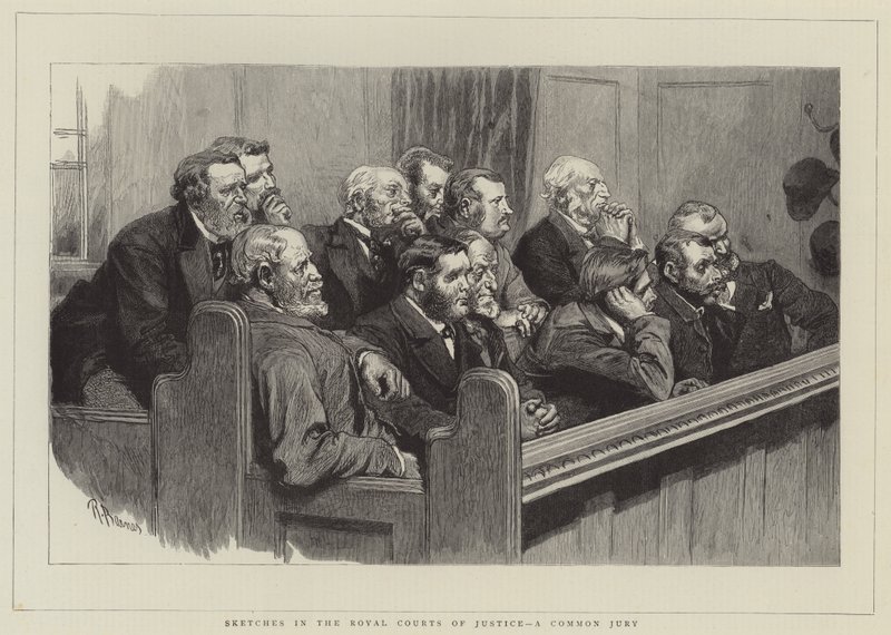 Skisser i Royal Courts of Justice, en felles jury av Robert Barnes