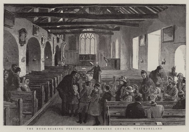 Rush-Bearing Festival i Grasmere Church, Westmoreland av Robert Barnes