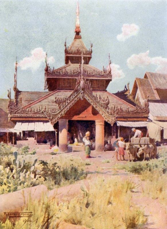 Inngang til basaren ved Shwe Dagon av Robert George Talbot Kelly