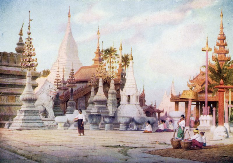Plattform for Shwezigon-pagoden, Bagan, Burma 1905 av Robert George Talbot Kelly