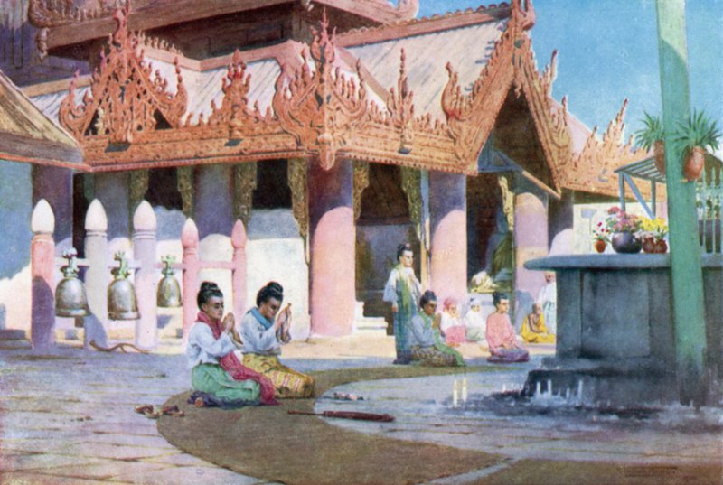 Bønn på Pagoda-plattformen, Prome av Robert George Talbot Kelly