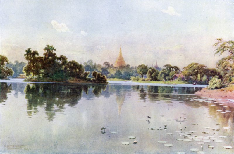 Shwe Dagon fra Dalhousie Park av Robert George Talbot Kelly