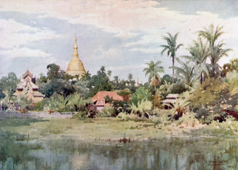 Shwe Dagon fra Bahan Tank av Robert George Talbot Kelly