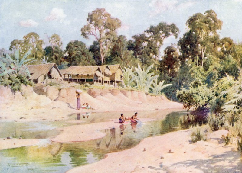 Landsbyen Min-byin av Robert George Talbot Kelly