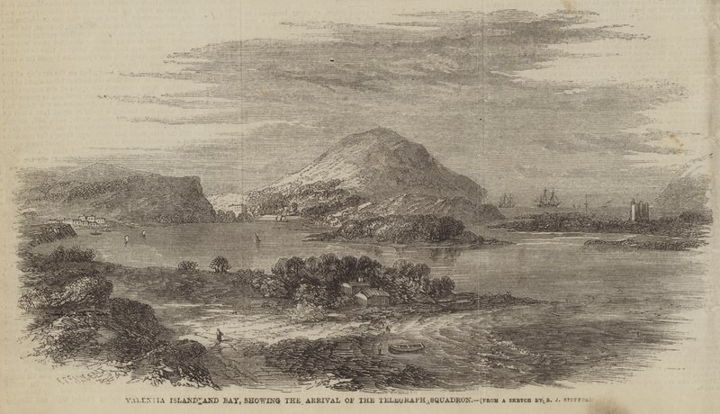 Valentia Island og Bay, som viser ankomsten til Telegraph Squadron av Robert L. Stopford