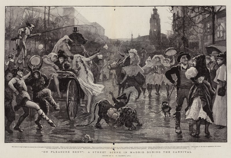 On Pleasure Bent, en gatescene i Madrid under karnevalet av Robert Walker Macbeth