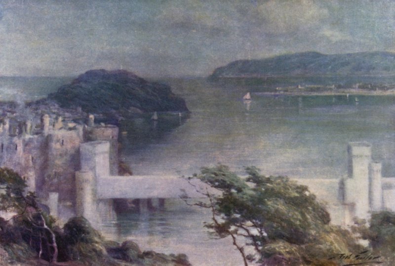 Conway fra Benarth, Early Morning (farge litho) av Robert (after) Fowler