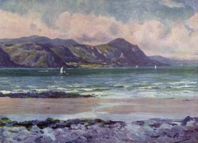 Fjernsyn over Penmaenmawr, tidlig morgenlys (farge litho) av Robert (after) Fowler