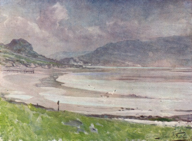 Silvery Light, Conway Shore (farge litho) av Robert (after) Fowler