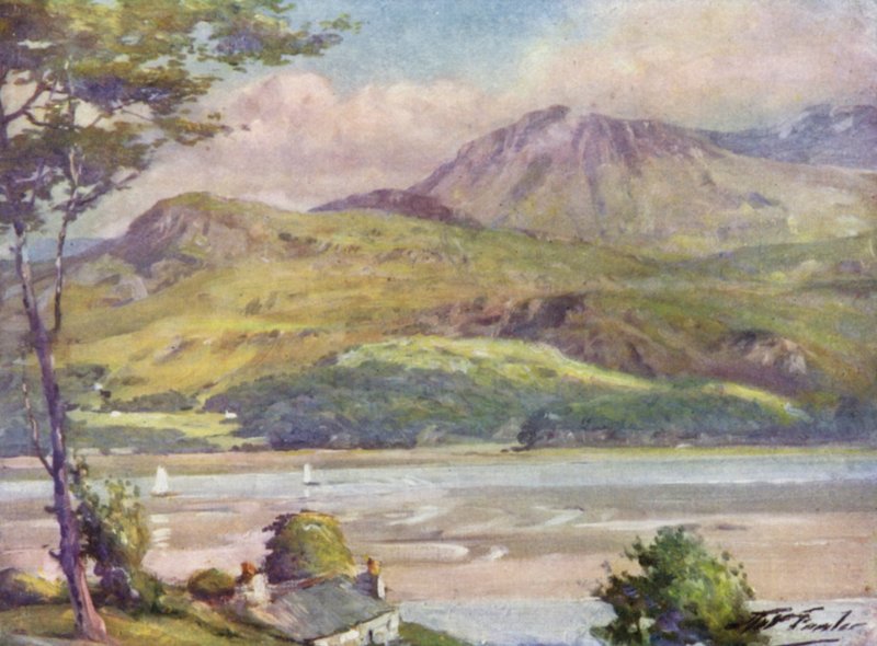The Shore nær Harlech, Afternoon (farge litho) av Robert (after) Fowler
