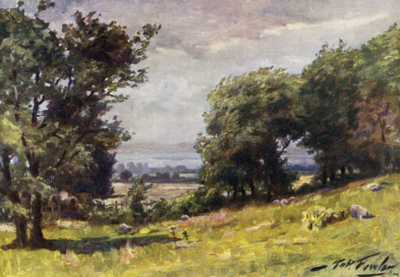Vindfull dag, nær Llanrug (farge litho) av Robert (after) Fowler