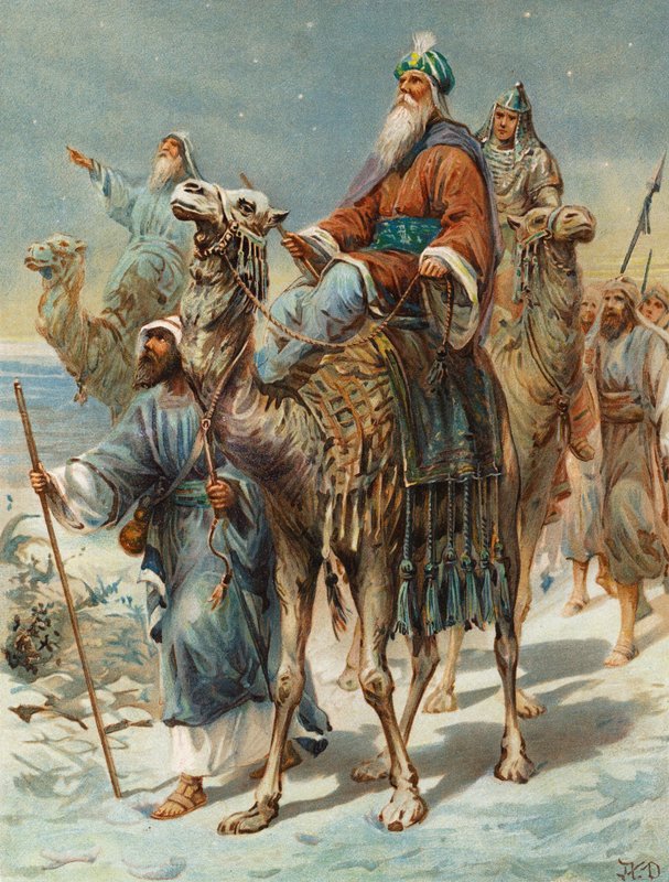 De vise menn som søker Jesus (farge litho) av Robert Ambrose Dudley