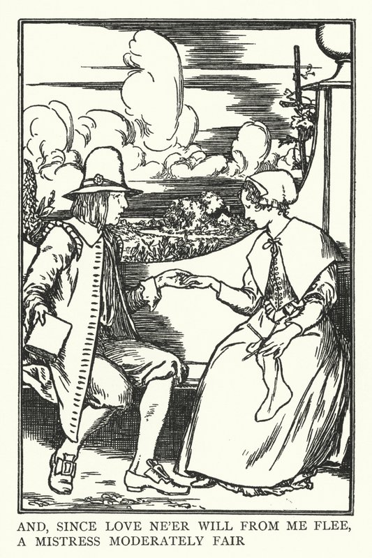 Og siden kjærligheten aldri vil flykte fra meg, en elskerinne moderat fair (litho) av Robert Anning Bell