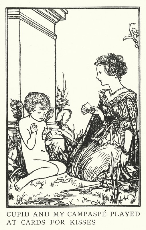Cupid og min Campaspe spilte på kort for kyss (litho) av Robert Anning Bell