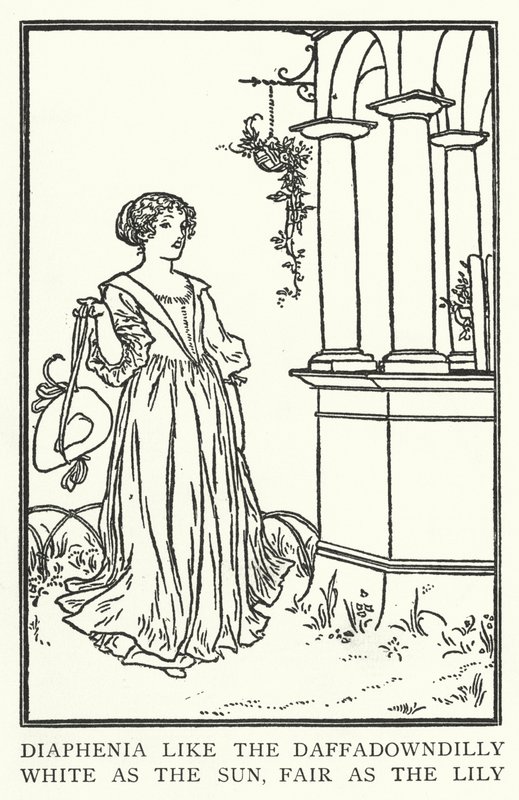 Diaphenia som daffadowndilly, hvit som solen, lys som liljen (litho) av Robert Anning Bell