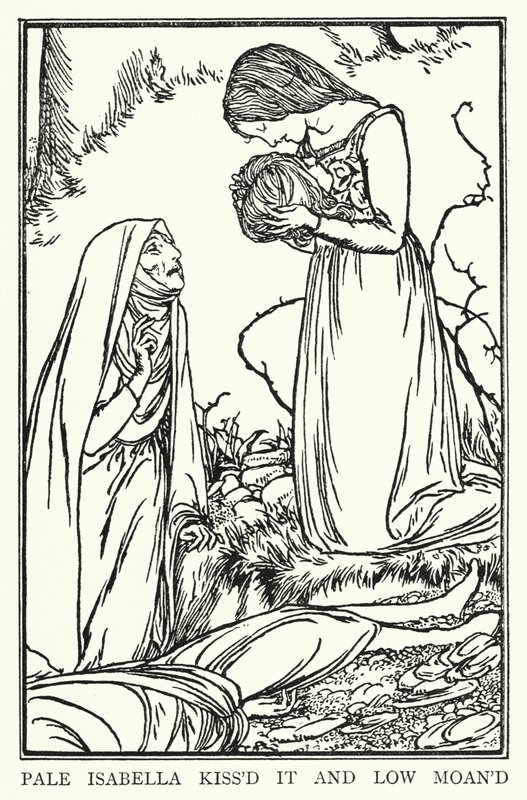 Illustrasjon for dikt av John Keats: Isabella or The Pot of Basil (litho) av Robert Anning Bell