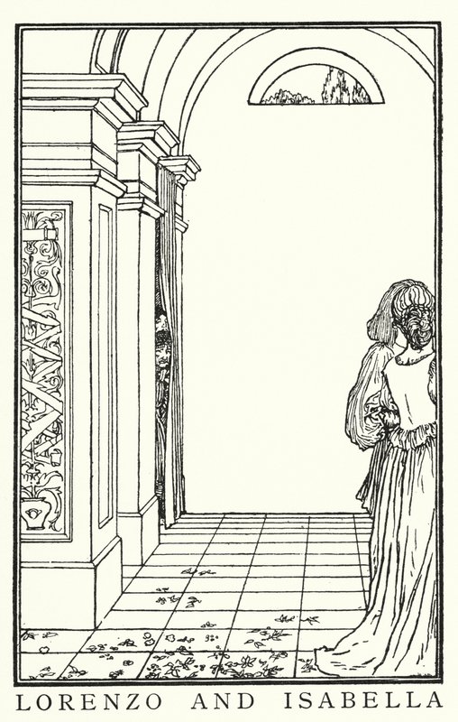 Illustrasjon for dikt av John Keats: Isabella or The Pot of Basil (litho) av Robert Anning Bell