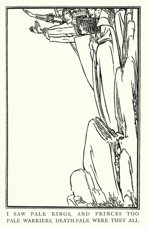 Illustrasjon for dikt av John Keats: La Belle Dame Sans Merci (litho) av Robert Anning Bell