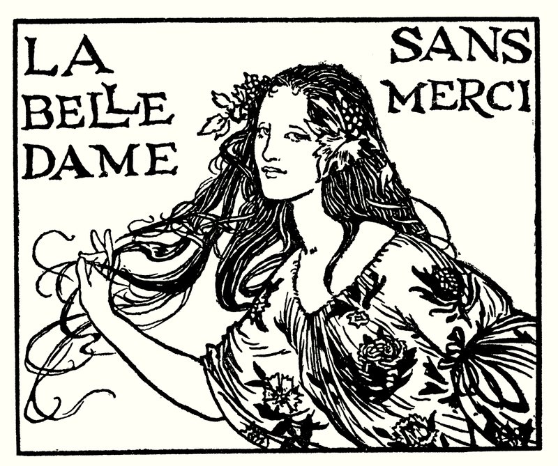 Illustrasjon for dikt av John Keats: La Belle Dame Sans Merci (litho) av Robert Anning Bell