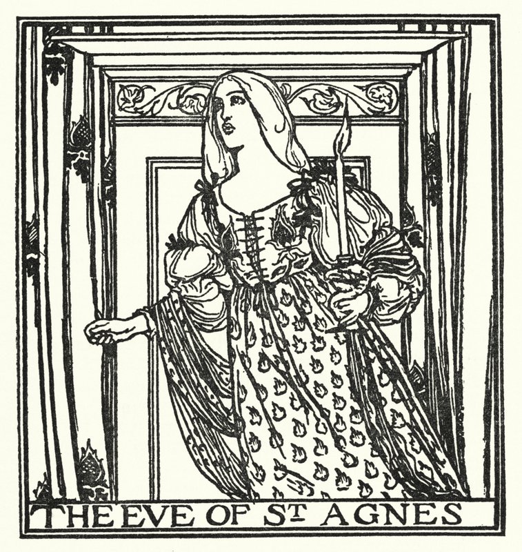 Illustrasjon for dikt av John Keats: The Eve of St Agnes (litho) av Robert Anning Bell