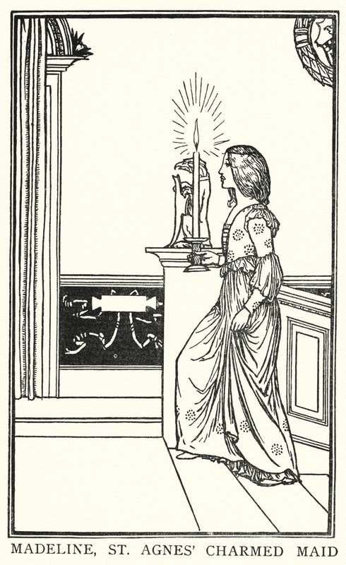 Illustrasjon for dikt av John Keats: The Eve of St Agnes (litho) av Robert Anning Bell
