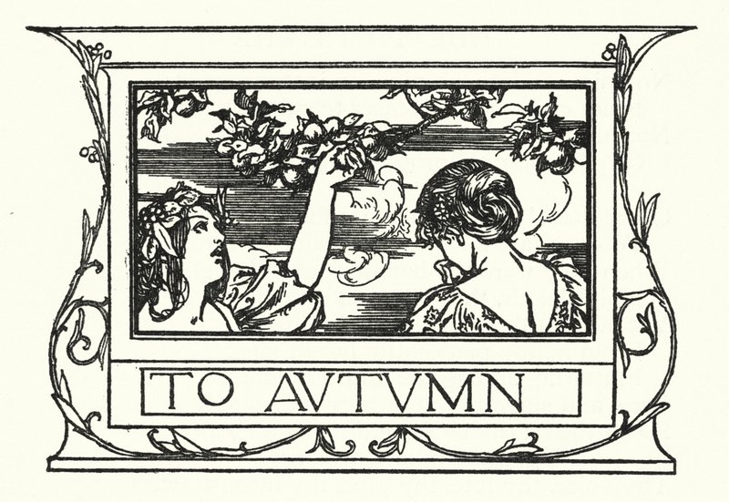 Illustrasjon for dikt av John Keats: To Autumn (litho) av Robert Anning Bell