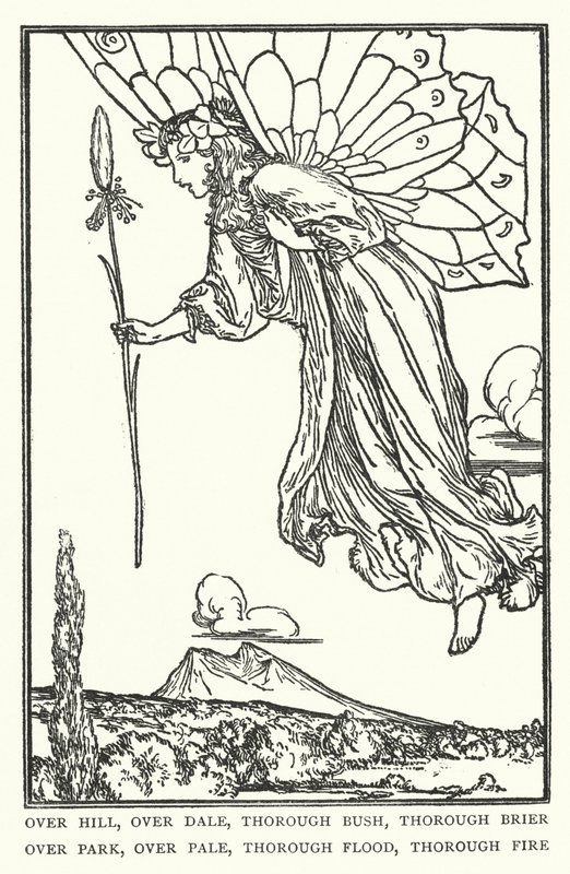 Over bakken, over dalen, grundig busk, grundig brier, over parken, overblek, grundig flom, grundig brann (litho) av Robert Anning Bell