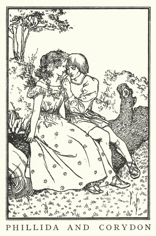 Phillida og Corydon (litho) av Robert Anning Bell
