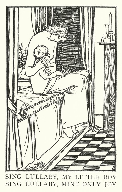 Syng vuggesang, min lille gutt, syng vuggevise, min eneste glede (litho) av Robert Anning Bell