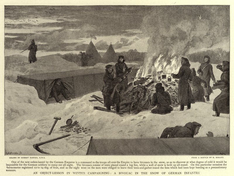 En objektleksjon i vinterkampanje, en bivuakk i snøen til tysk infanteri av Robert Barnes