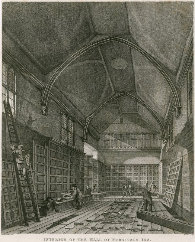 Interiør i Hall of Furnival's Inn, Holborn, London av Robert Blemell Schnebbelie