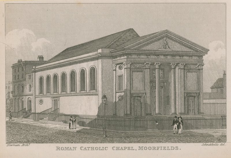 Romersk-katolske kapell i Moorfields av Robert Blemell Schnebbelie