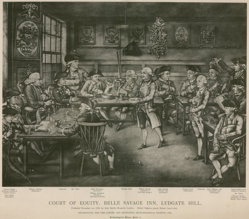 Court of Equity, Belle Savage Inn, Ludgate Hill, London av Robert Dighton