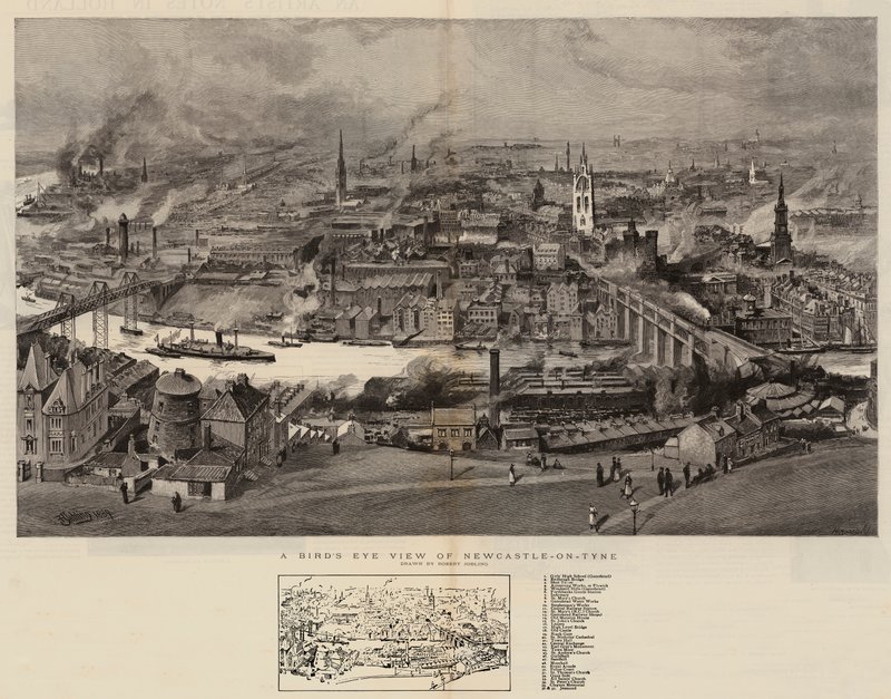 Et fugleperspektiv av Newcastle-on-Tyne av Robert Jobling