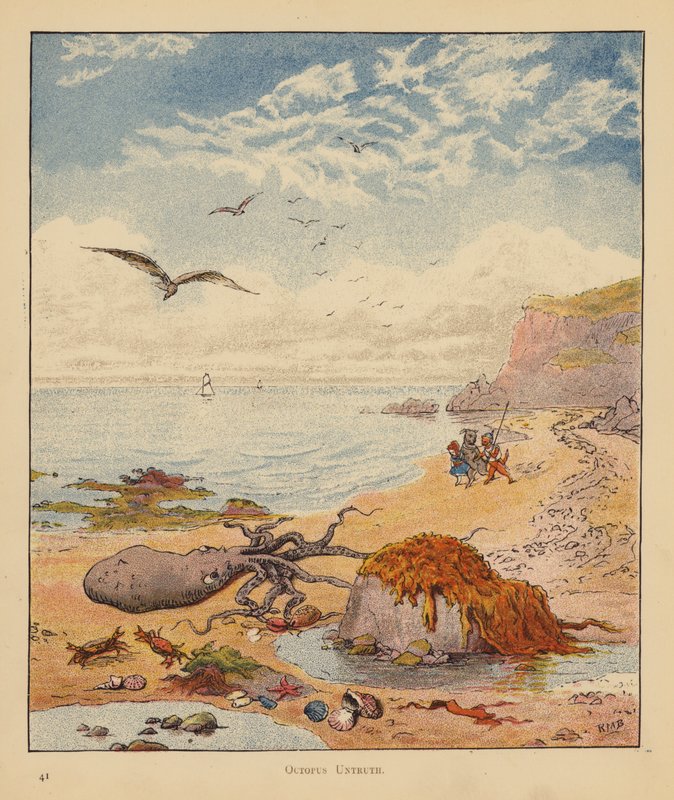 The Kitten Pilgrims: Octopus Untruth (farge litho) av Robert Michael Ballantyne
