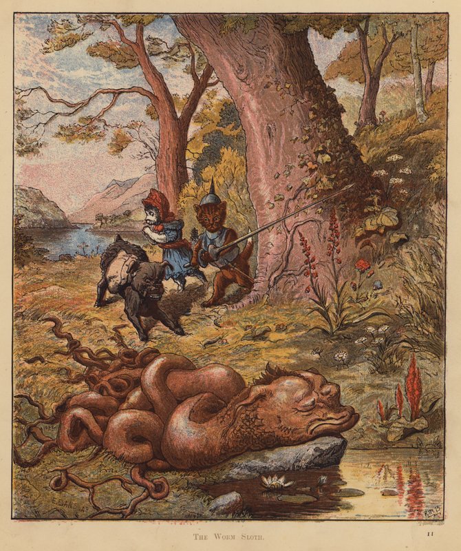 The Kitten Pilgrims: The Worm Sloth (farge litho) av Robert Michael Ballantyne