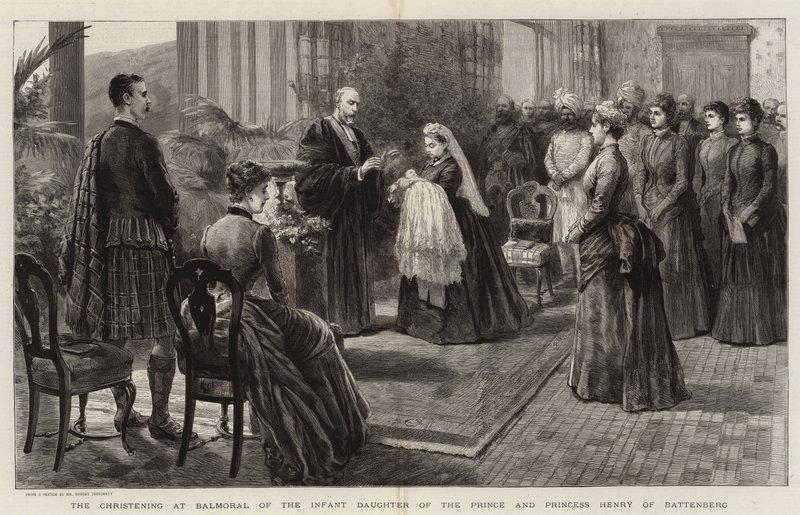 Dåpen på Balmoral av spedbarnsdatteren til prinsen og prinsesse Henry av Battenberg av Robert Pritchett