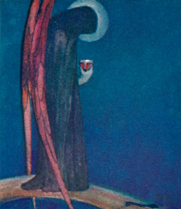 Illustrasjon for The Dream Of Gerontius av kardinal Newman (farge litho) av Robert Traill Rose