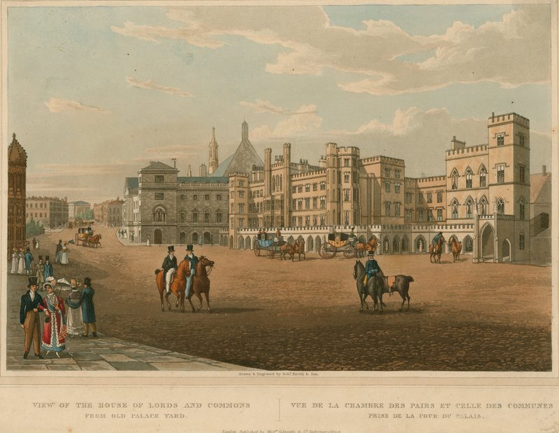 Utsikt over Houses of Lords and Commons fra Old Palace Yard av Robert the Elder and Younger Havell