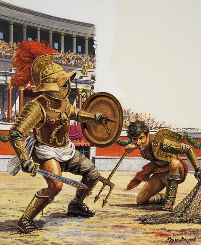 Gladiatorer (gouache på papir) av Roger Payne