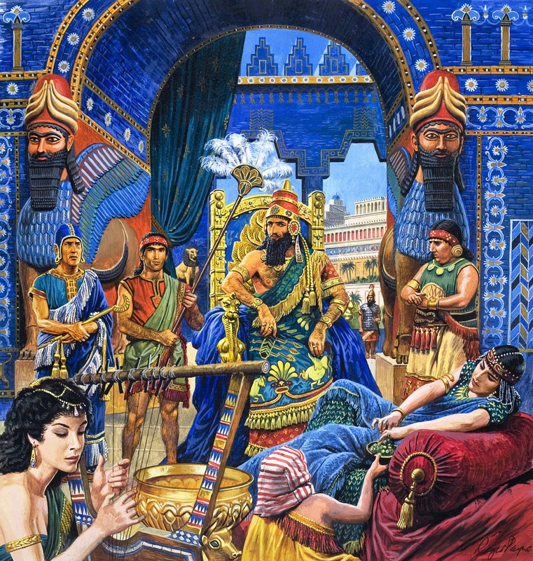 Storhetens siste dager, fra «Babylon den mektige» (gouache på papir) av Roger Payne