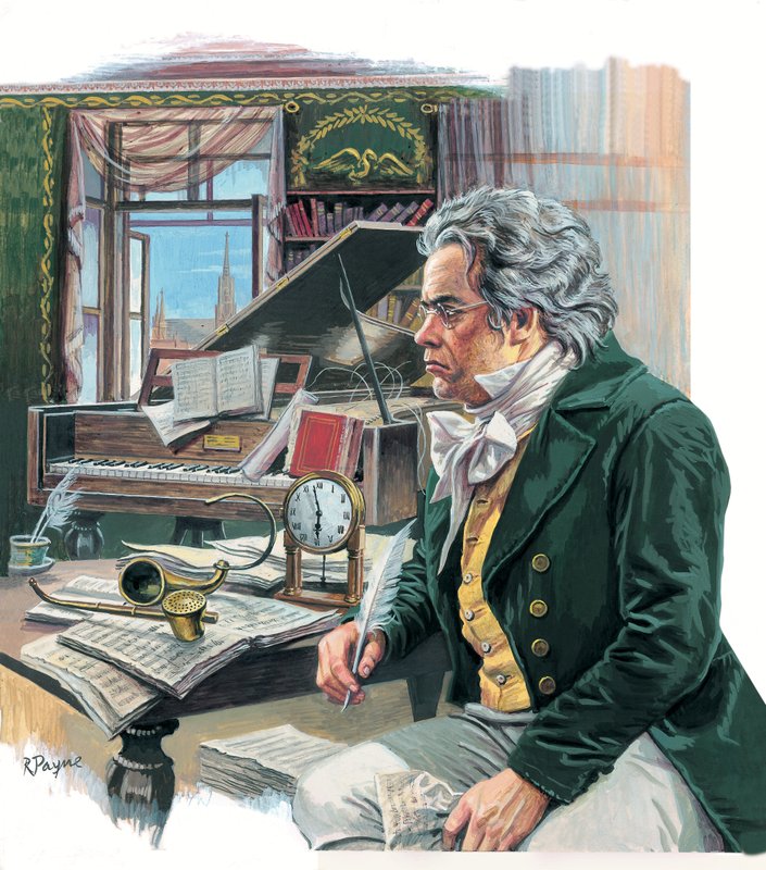 Ludwig van Beethoven (1770–1827) (gouache på papir) av Roger Payne