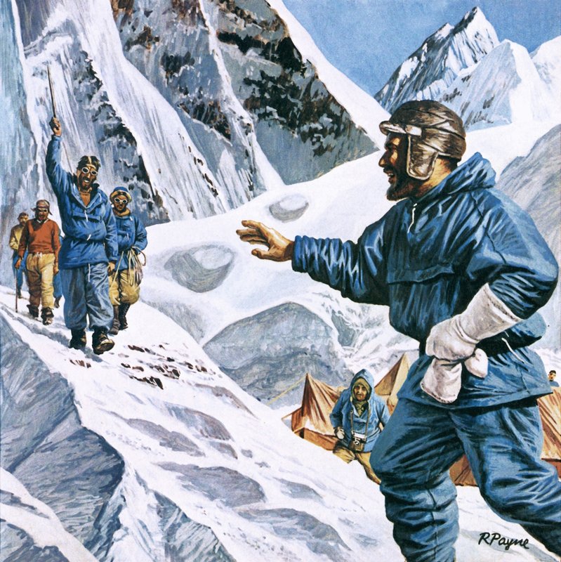 Nyheten om erobringen av Everest spredte seg verden rundt av Roger Payne