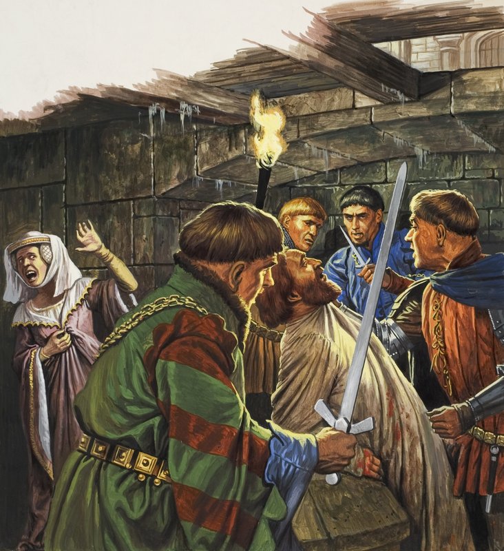 Jakten på Jakob I av Skottland (1394–1437) (gouache på papir) av Roger Payne