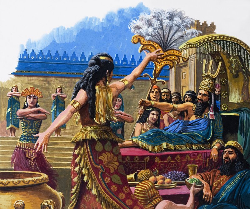 Kongen som holdt seg unna, fra «Babylon den mektige» (gouache på papir) av Roger Payne