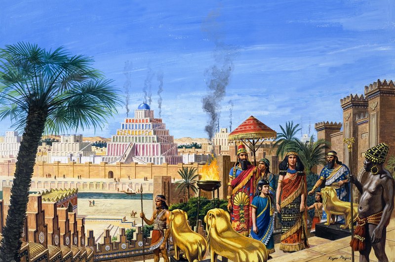 Kongen som holdt seg unna, fra «Babylon den mektige» (gouache på papir) av Roger Payne